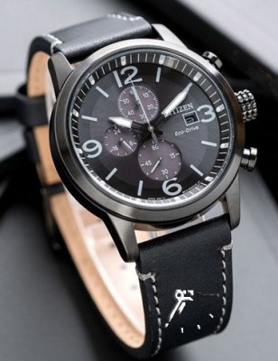 سیتیزن چرمی مشکی کرنوگراف