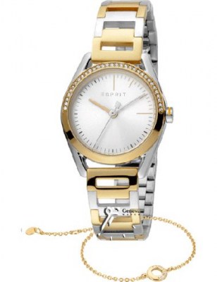 ساعت به همراه دستبند استیل طلایی اسپریت