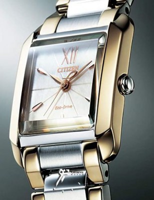 سیتیزن چهارگوش زنانه دو رنگ طلایی